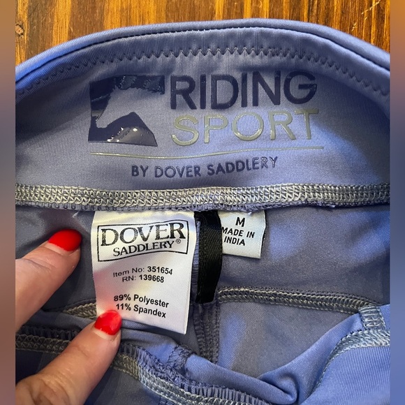 DOVER SADDLERY Riding Sport™ Kids’ Winter Knee-Patch Tech Tight Light Blue - Picture 4 of 6